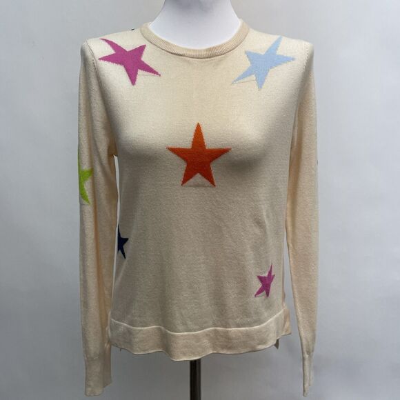 THML Women's Sweater X-Small Small Beige Stars Viscose Blend - Picture 1 of 9